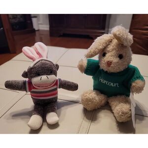 BUNDLE Harcourt Alfie Rabbit‎ & Sock Monkey Rabbit Plush